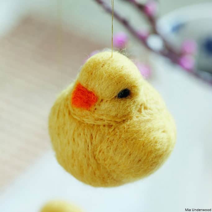 Needle felted chick 3D hanging decoration
